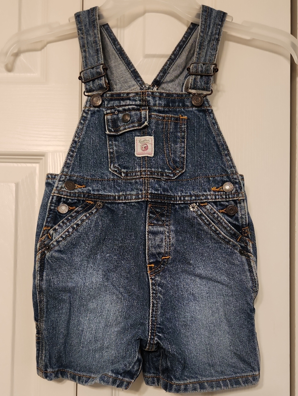 Toddler Vintage Style Leve Strauss Denim Short Overalls - Carpenter 18m